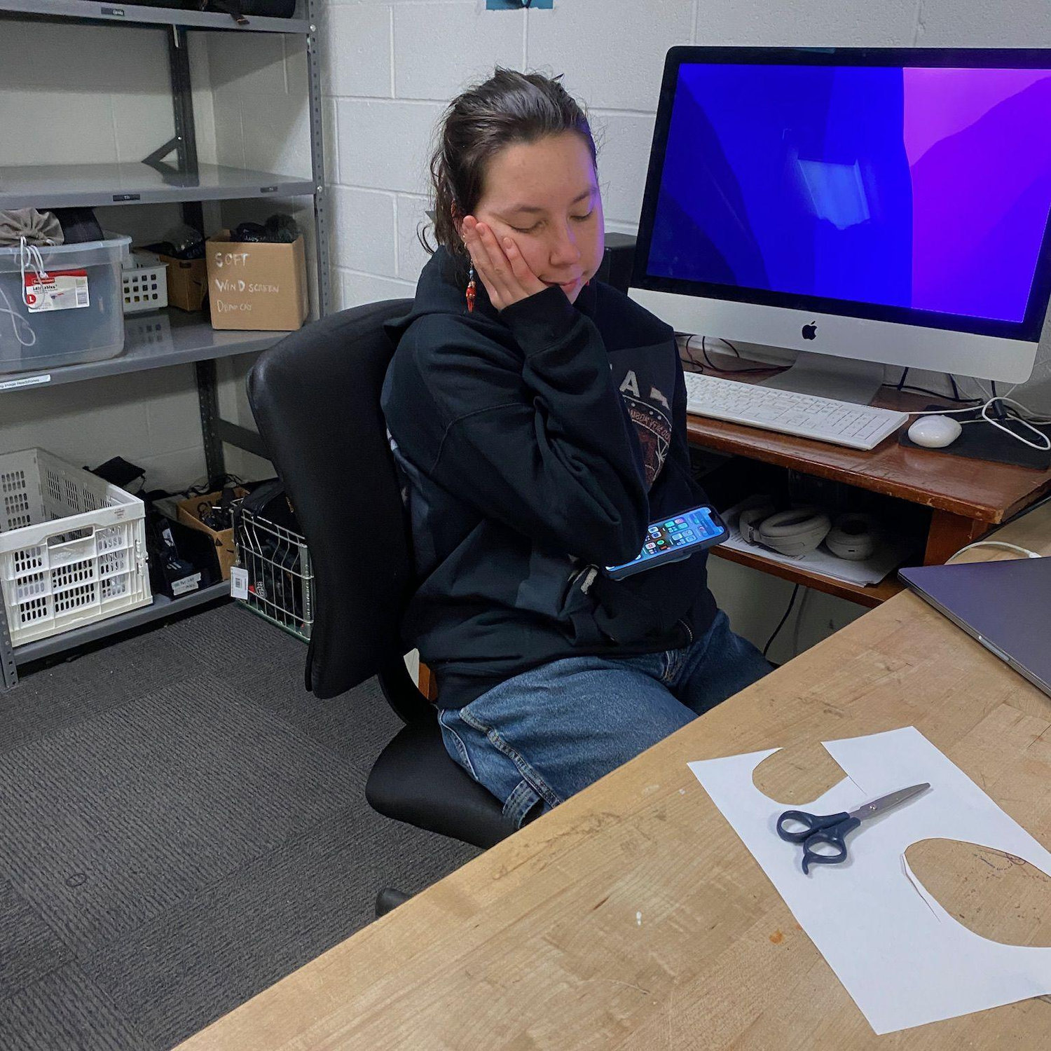 Mia worked in the Cave at Bennington, where they have all the video equipment. I used to sit with her and do homework while she was on shift if I didn't have class.