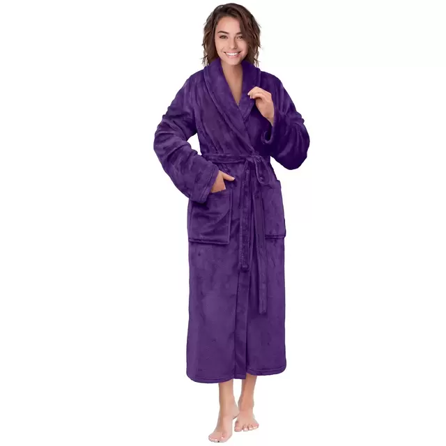 PAVILIA Womens Robe Fleece Plush Soft, Fluffy Fuzzy Cozy Warm Lightweight Bathrobe, Shower Spa House Long Robes for Women