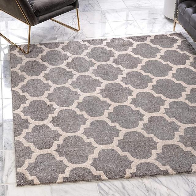 Unique Loom Trellis Collection Moroccan Lattice Dark Gray Square Rug (6' 0 x 6' 0)
