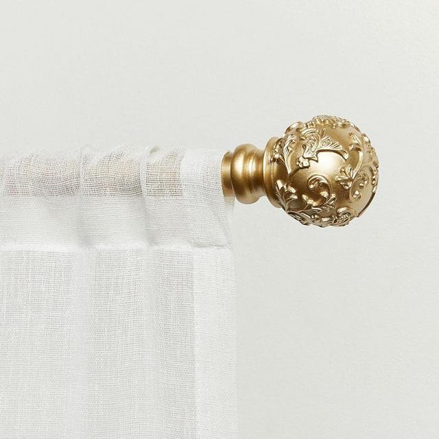 Exclusive Home Vine 1" Curtain Rod and Finial Set, Gold, Adjustable 36"-72"
