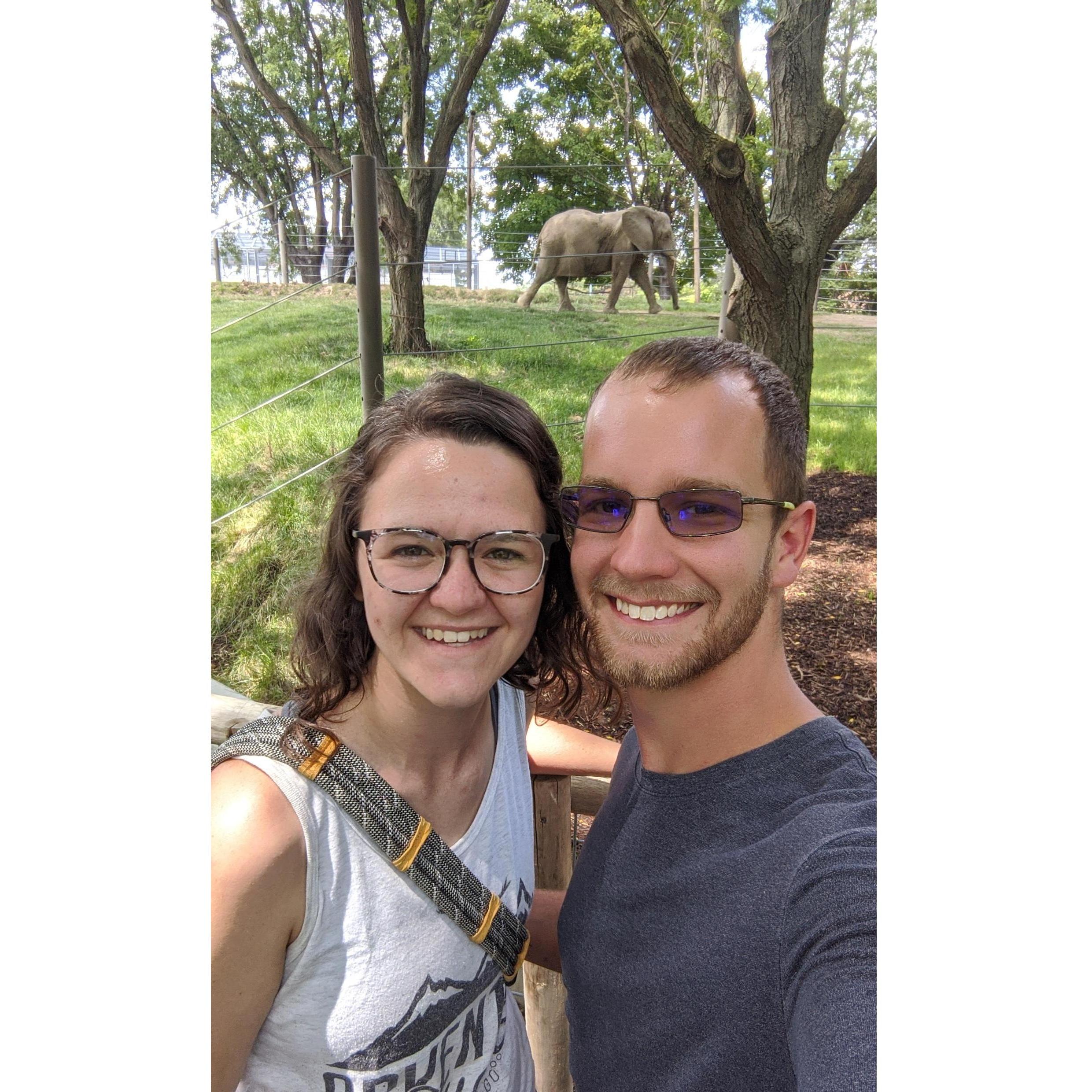 Our first photo together! On a trip to the Indianapolis Zoo with Darcy's parents.