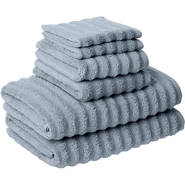 Modern Threads 6 Piece Luxury Wavy Towel Set, Blue