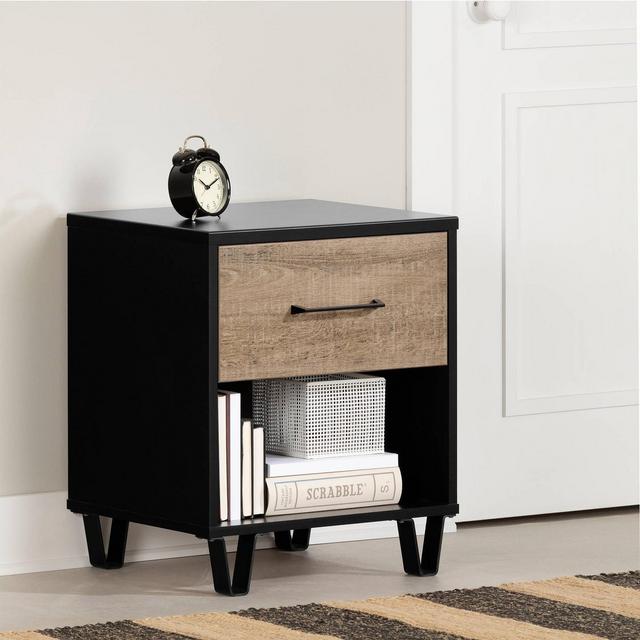 Arlen 1 Drawer Kids' Nightstand Weathered Oak/Matte Black - South Shore