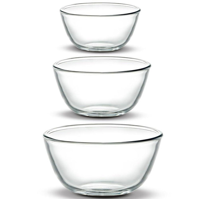 Small Borosilicate Glass Mixing Bowls Set of 3 (17oz,27oz,37oz), Lead-Free Stackable & Durable - Oven, Microwave, Dishwasher & Freezer Safe - for Baking, Meal Prep, Cooking & Serving