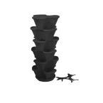 12 in. Self Watering Black Stacking Planter Set (6-Pack)