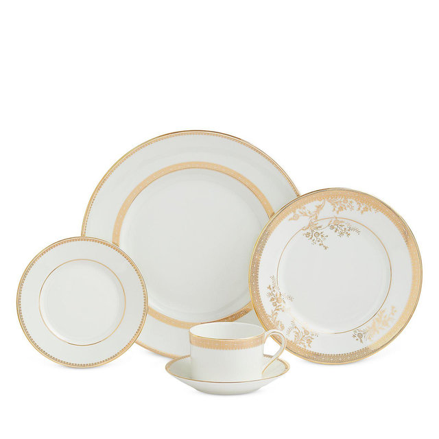 Wedgwood Vera Wang Lace Gold 10 Piece Dinnerware Set, Service for 2