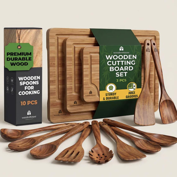10-Piece Spoon & 3 Cutting Boards Set
