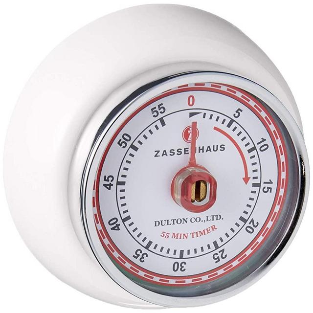 Zassenhaus Magnetic Retro 60 Minute Kitchen Timer, 2.75-Inch, White