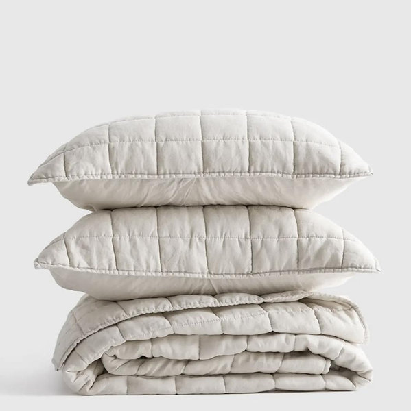 Linen Quilt Set in Sand