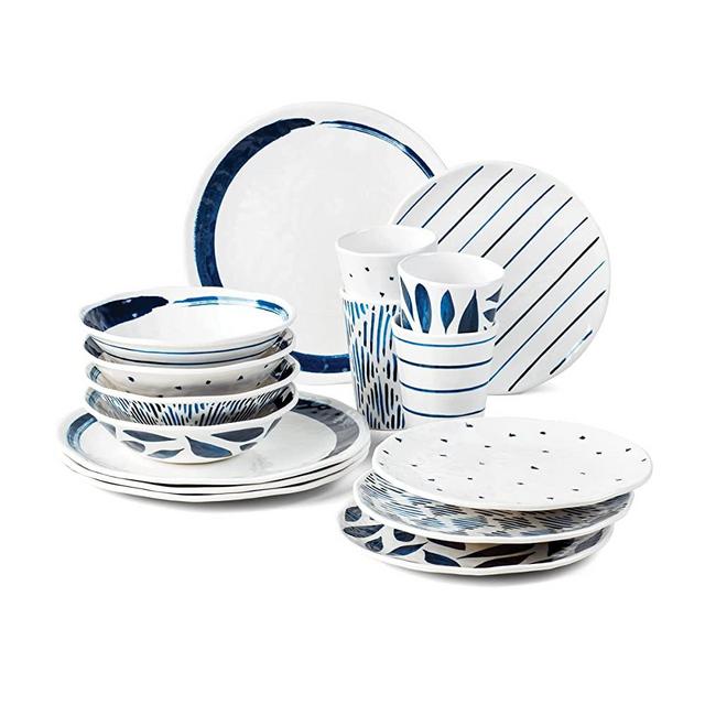 Lenox Blue Bay Melamine 16-Piece Dinnerware Set, 9.13 LB, 0
