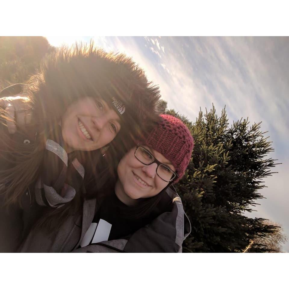 Christmas tree shopping. Tina cut it down and carried it herself. Cara helped by watching. ;)
