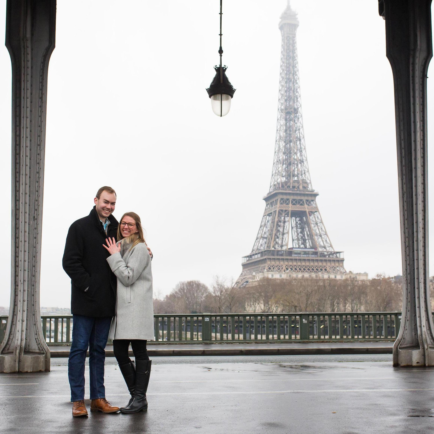 Engaged in Paris (on the bridge from Inception, in case you were wondering)