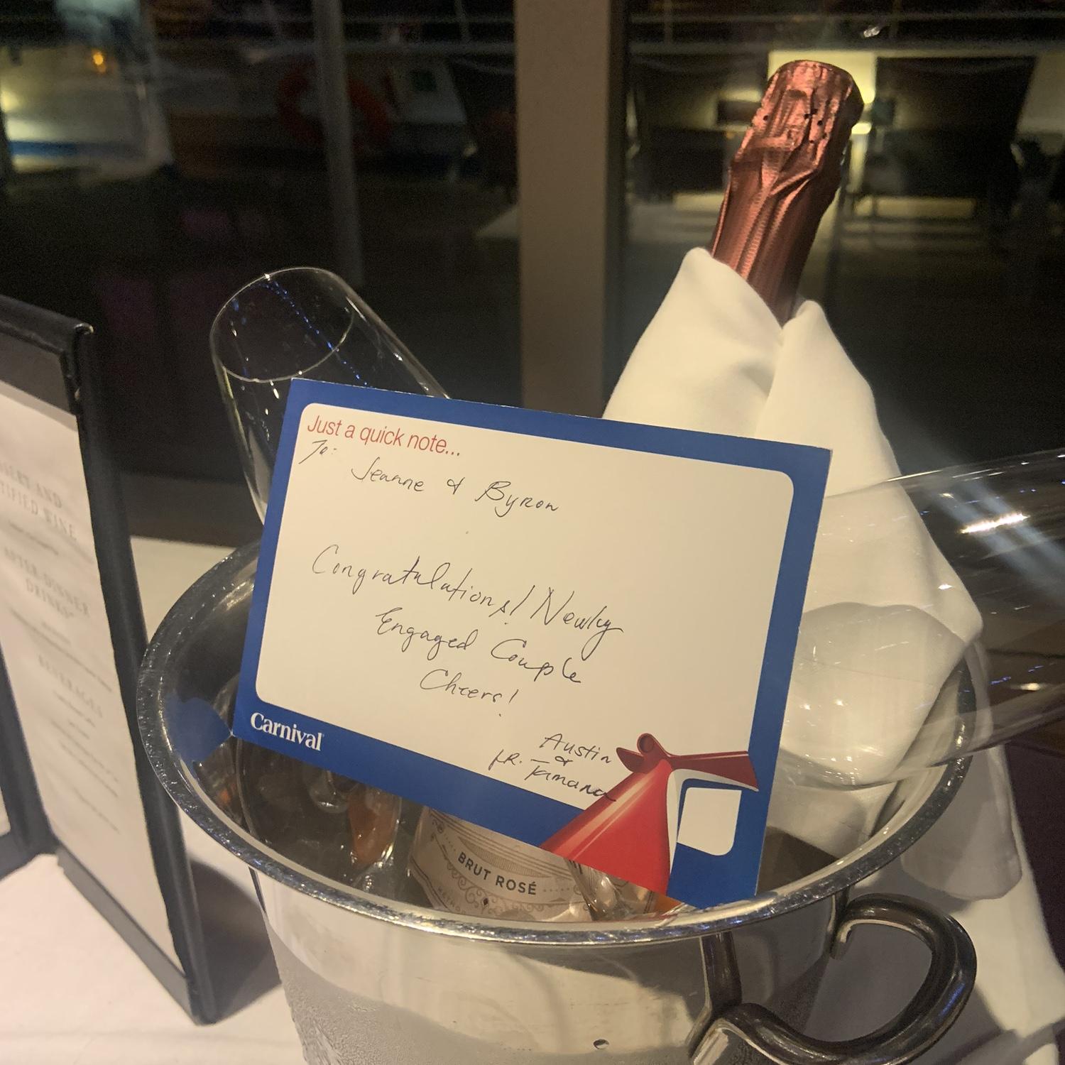 First toast after getting engaged.  Purchased by friends we made on the cruise ship.  Bahamas 2025