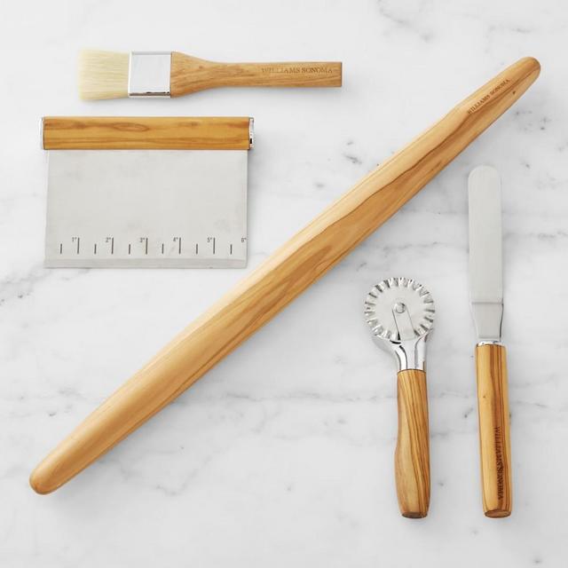 Williams Sonoma Olivewood Pastry Tool Set with Rolling Pin