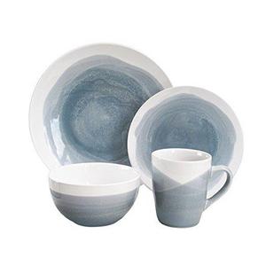 American Atelier 6702-16-RB Oasis Dinnerware Set (16 Piece), Gray/Blue