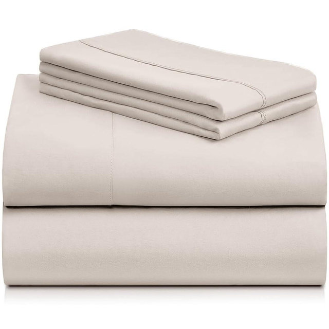 LuxClub 4 PC Sheet Set Bed Sheets Deep Pockets 16" Eco Friendly Wrinkle Free Cooling Machine Washable Hotel Bedding Silky Soft - Linen King