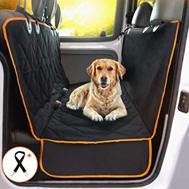 Doggie World Dog Car Seat Cover - Cars, Trucks and Suvs Luxury Full Protector, w/Extra Side Flaps, Seat Belt Openings - Hammock Convertible for Your Pet - Waterproof, Non-Slip - Machine Washable