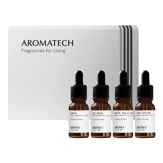 AromaTech Best Sellers Discovery Set | Gift Set of Aroma Diffuser Oils Santal, The Hotel, White Tea & Thyme, and Love Affair - 10ml