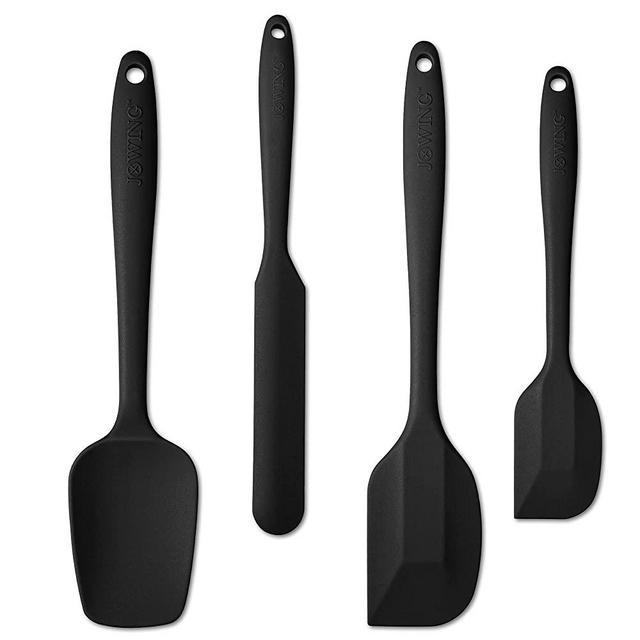 4 Piece Silicone Spatula Set, Flexible Heat Resistant Non-scratch Baking Cooking Rubber Spatulas with Stainless Steel Core, Black