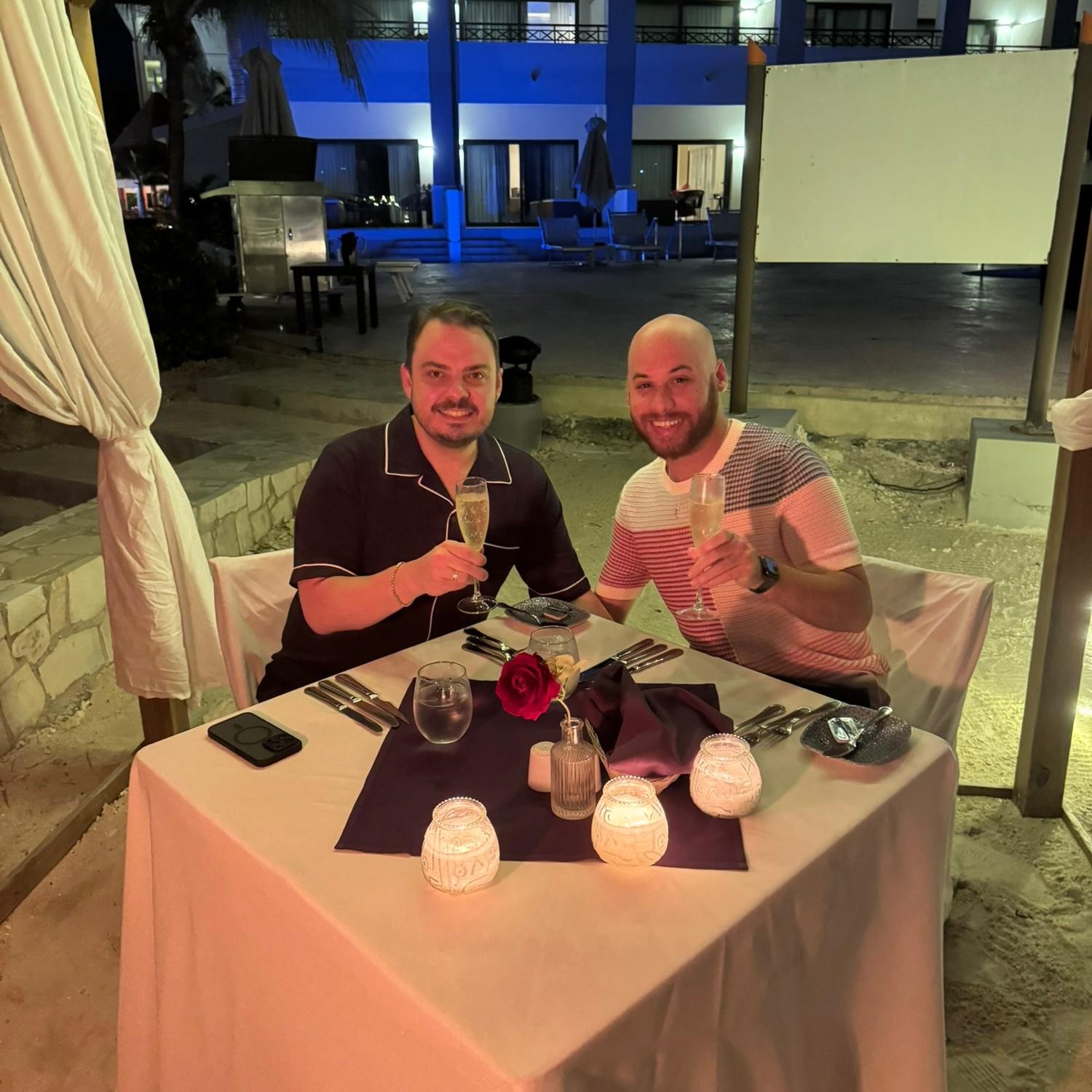 Beachfront dinner in Jamaica