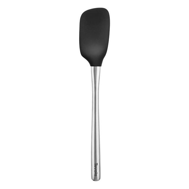 Tovolo Spoon Spatula Spoonula with Stainless Steel Handle Ergonomic Grip Black, Silicone Scoopula Kitchen Utensil Non Scratch Easy Clean Dishwasher Safe Heat Resistant Flex Core Scoop Spatula