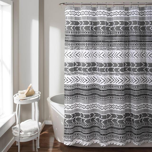 Lush Décor Hygge Geo Shower Curtain in Black/White