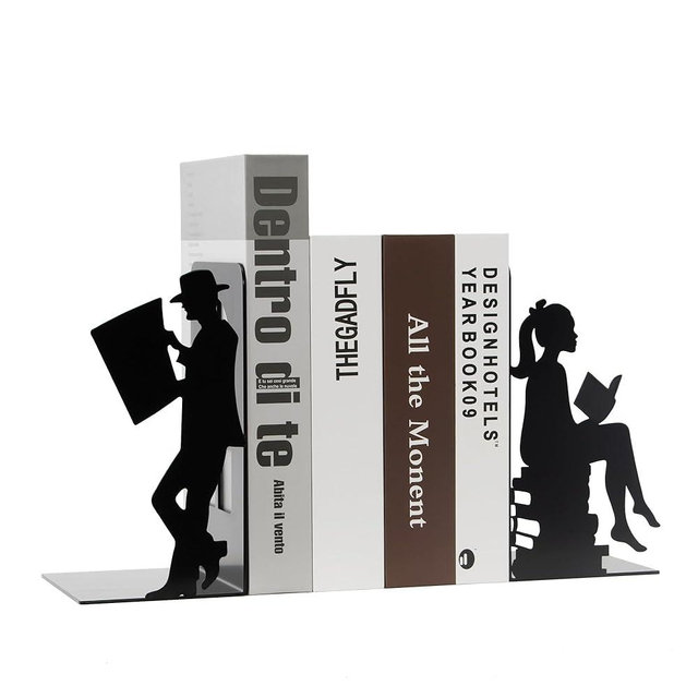 Weibefee 8 inch Lovers Bookends Book Ends for Shelves Decorative,Metal Book End Nonskid Book Holder Book Stopper Home Decor for Movies/CD/Video Games (Set of 2)