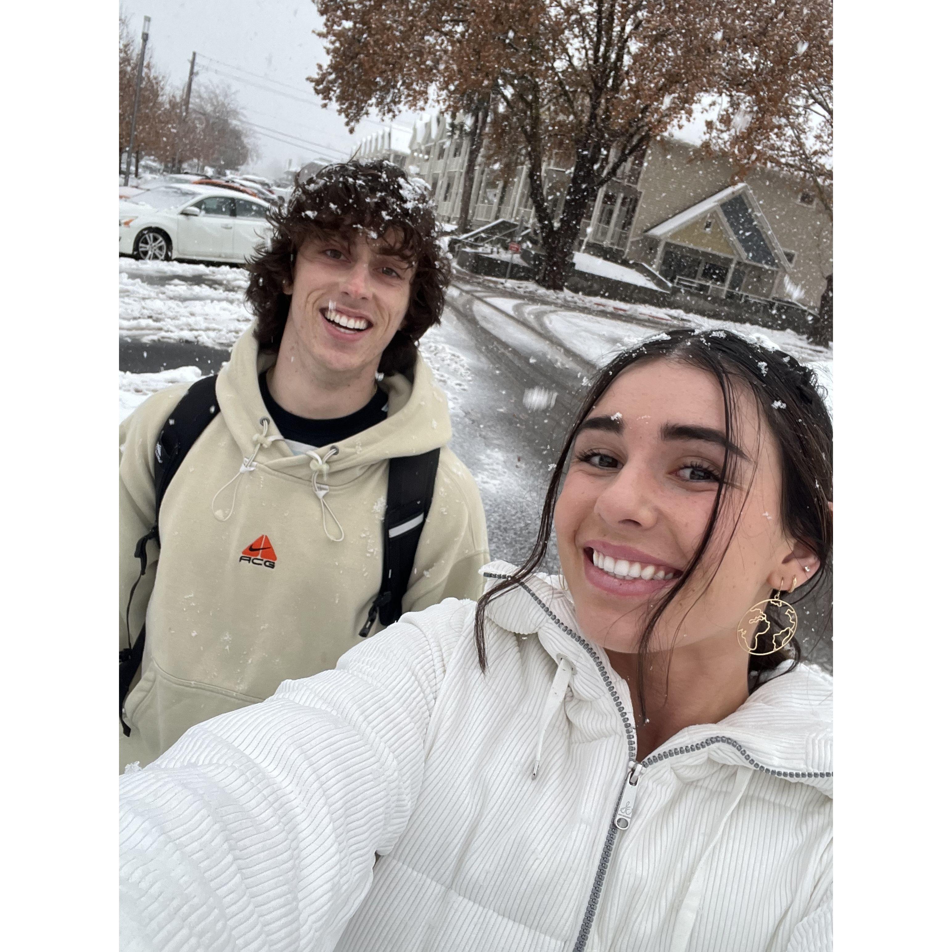 Our daily walk to classes together