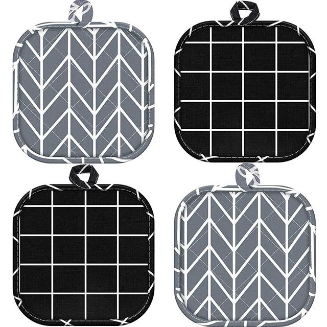 4 Pack Pot Holders for Kitchen Heat Resistant Pot Holders Sets Oven Hot Pads Terry Cloth Pot Holders for Cooking Baking