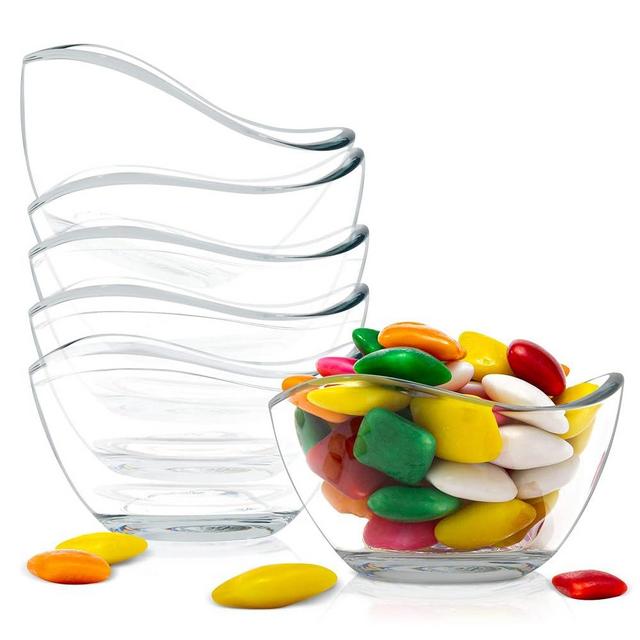 Vikko 2.25 oz Glass Dipping Bowls, Set of 6 Decorative Glass Dessert Bowls, Glass Dish for Dessert, Candy, Kitchen Prep, Dishwasher Safe