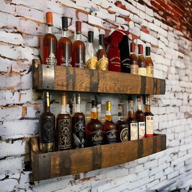 Floating Bourbon Barrel Stave Shelf with free shipping - shelves/groomsman gift/rustic wall shelf/unique bourbon gifts for men
