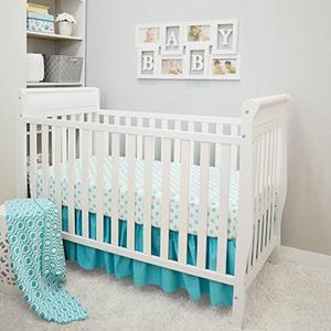 American Baby Company 3 Piece Crib Bedding Set, Aqua, 28" x 52"