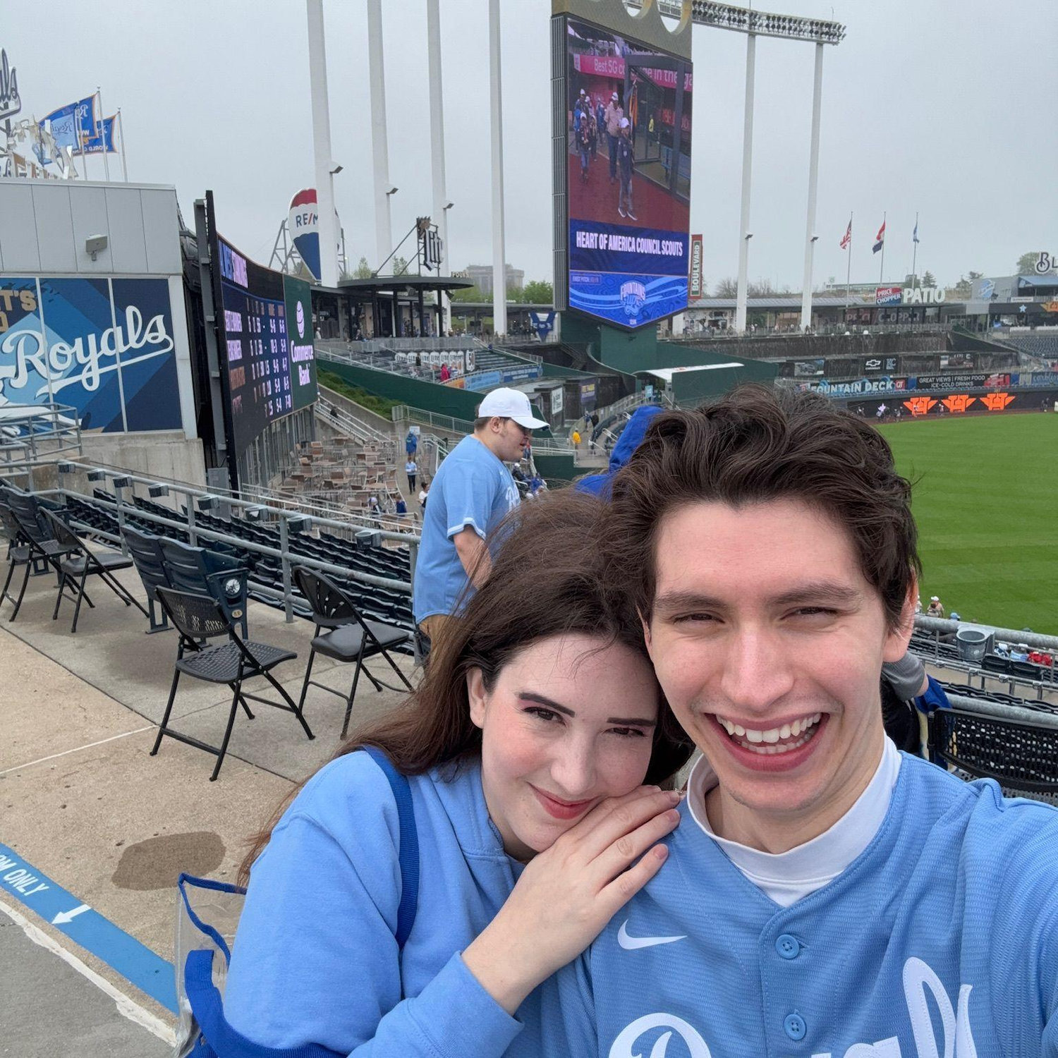 Margo and William at a Royal's game and ended up taking a foul ball home.