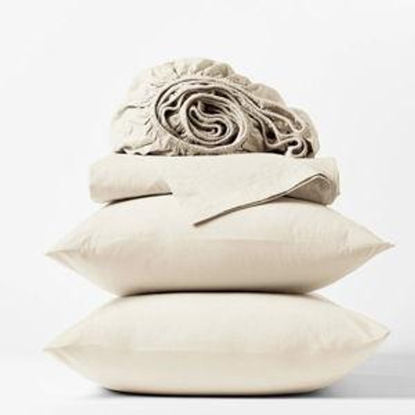 Organic Crinkled Percale Sheet Set - Undyed (Queen)