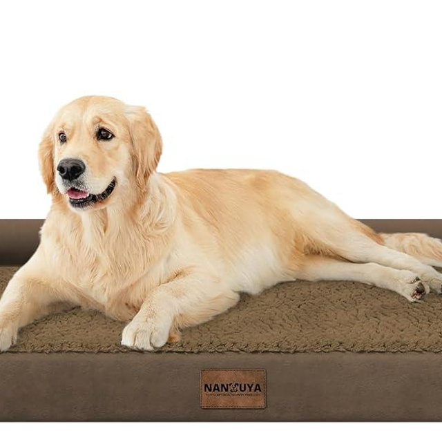 Large Dog Bed Orthopedic Washable: Beds Bolster XL Bed Medium Large Dogs Egg Crate Foam Couch Sofa Waterproof with Removable Cover - Dark Coffee