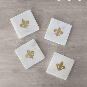 Fleur de Lis Marble Coasters (Set of 4)
