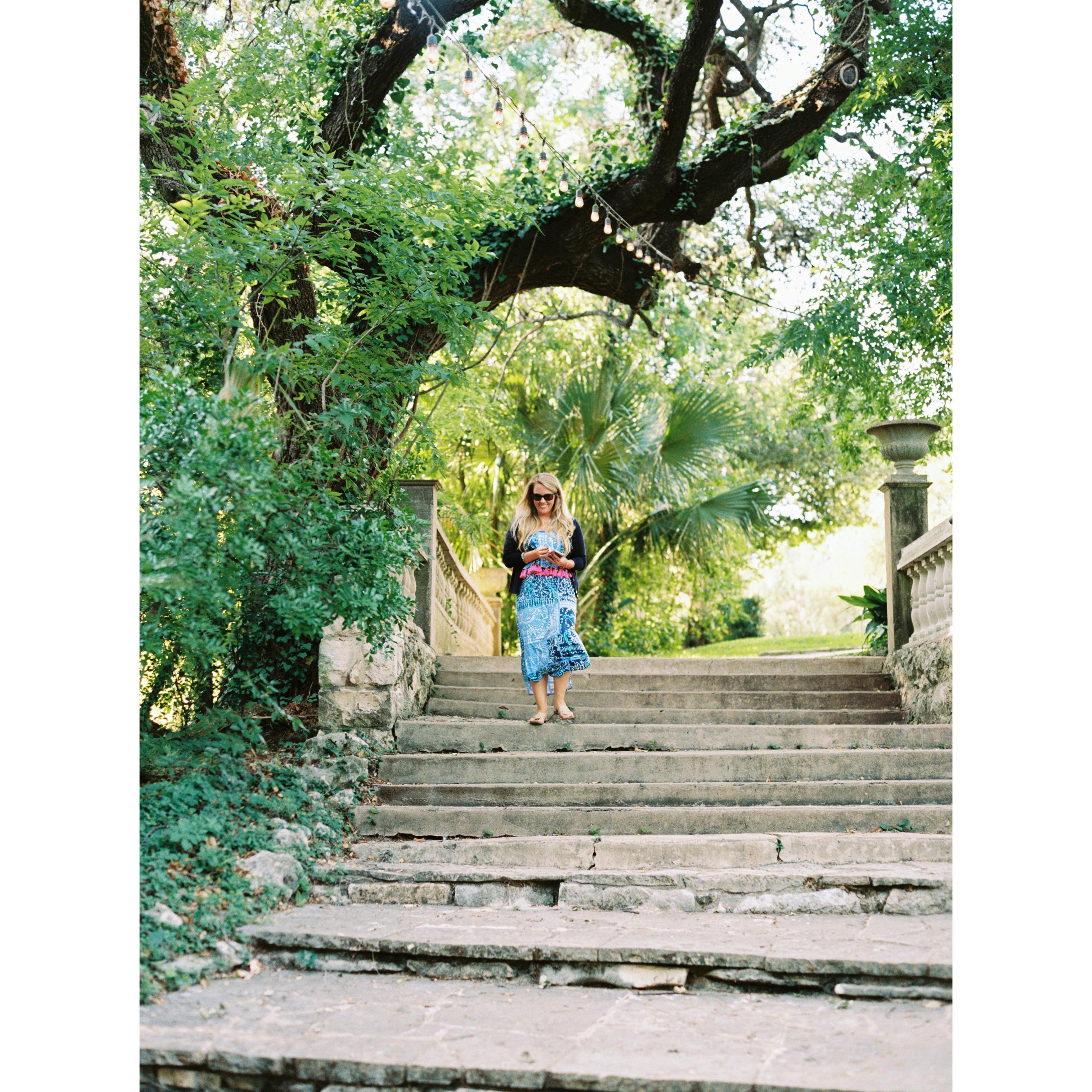 Courtney arrived to Laguna Gloria expecting to meet with someone for work, and was completely shocked to find John Aaron waiting down the pathway.