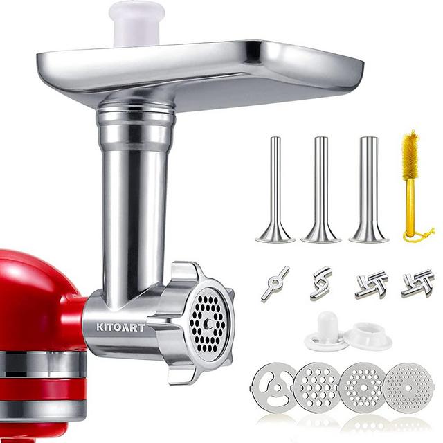 Stainless Steel Meat Grinder Attachments for KitchenAid Mixers, Meat Grinder, Sausage Stuffer, Perfect Stainless Steel Grinder Attachment for KitchenAid, Dishwasher Safe(Machine/Mixer Not Included)