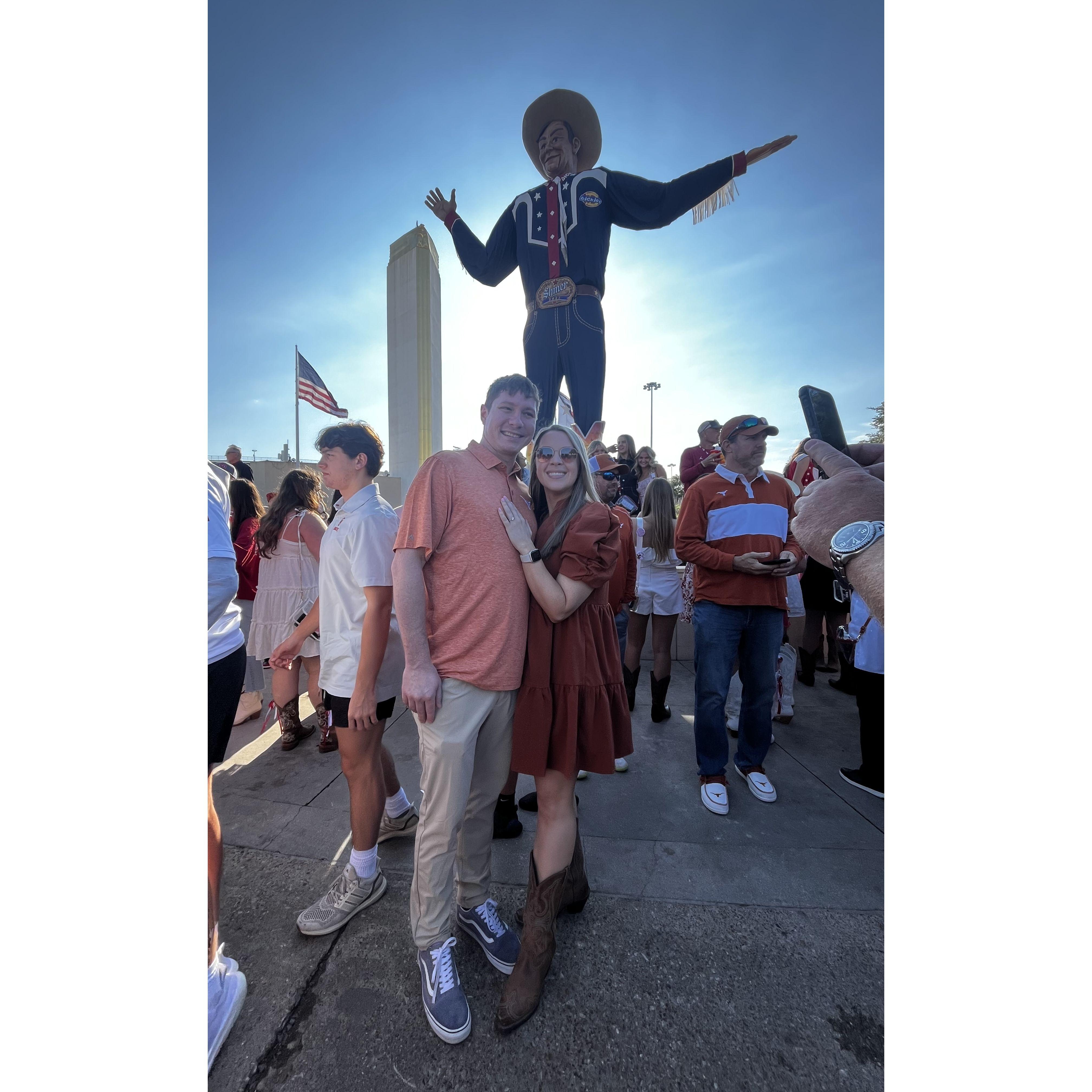 The day we got engaged at the TX vs OU red river game at the Texas State Fair