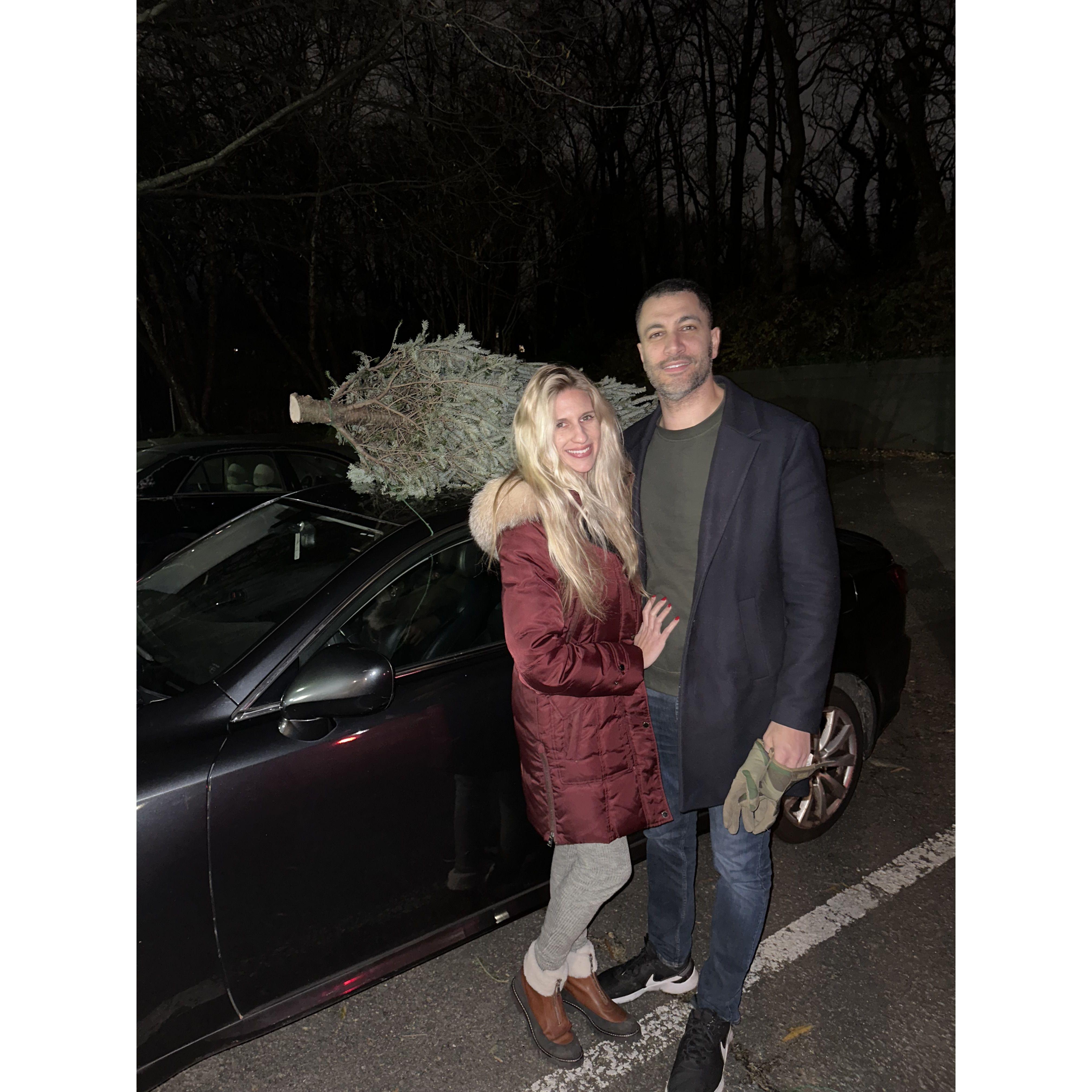 Olivia and Faris' first Christmas tree purchase!