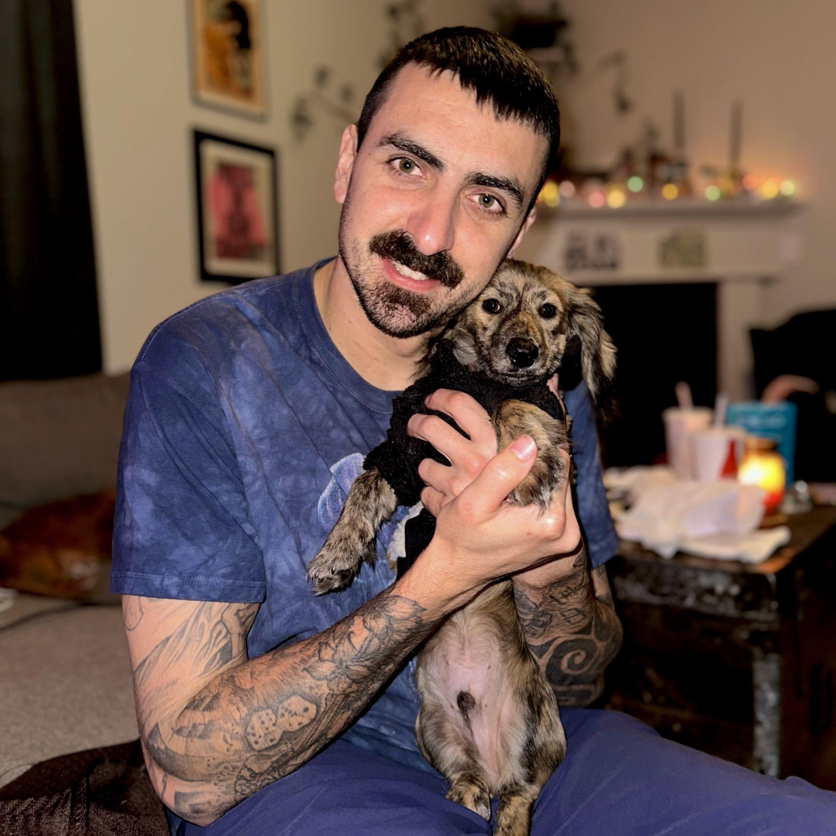 Kolby's new puppy, Bruno, is a dapple dachshund. Bruno will be in a tuxedo to take photos with the newlyweds.