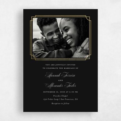 Black Wedding Invitation - Vernazza Photo Foil