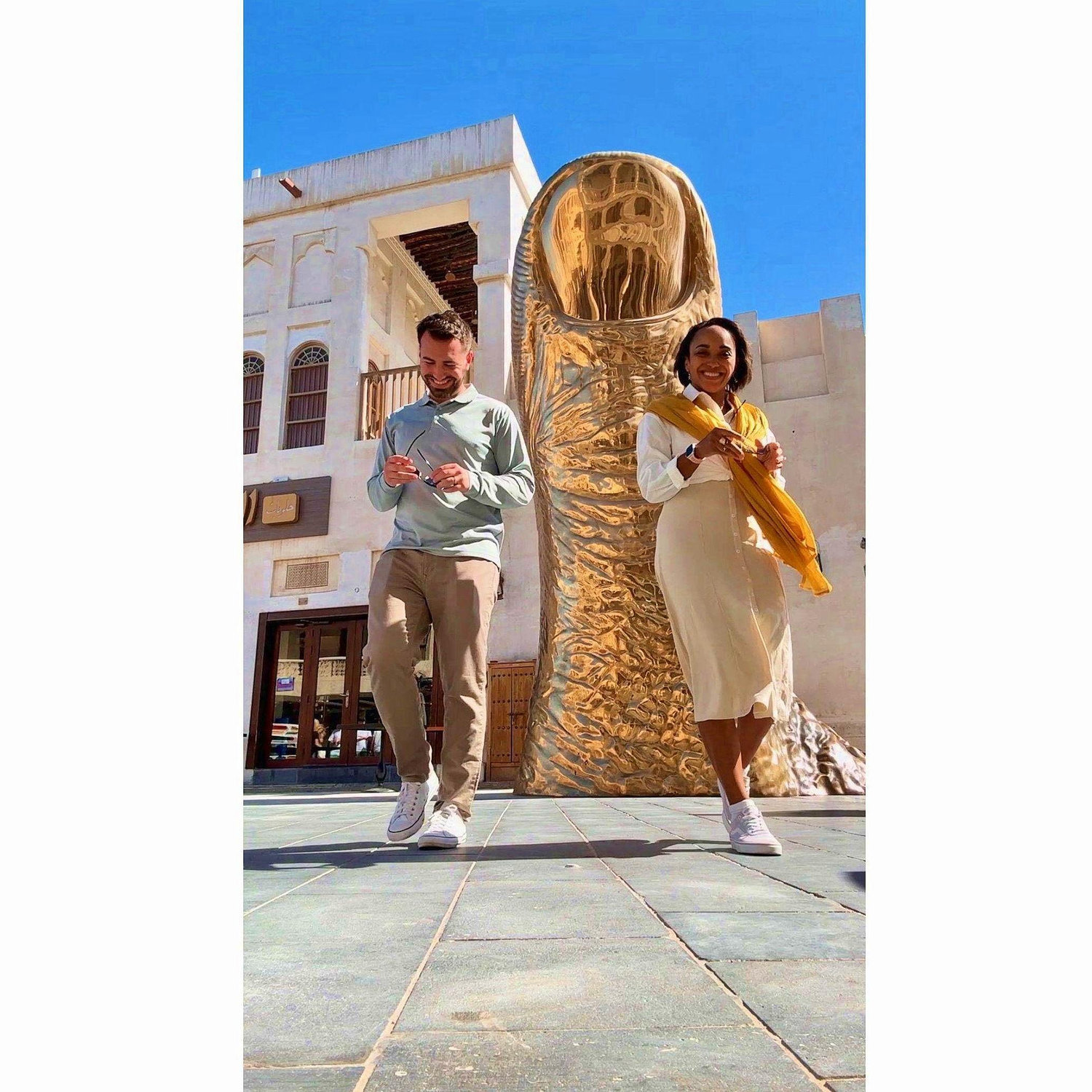 Golden Thumb statue in Doha, Qatar