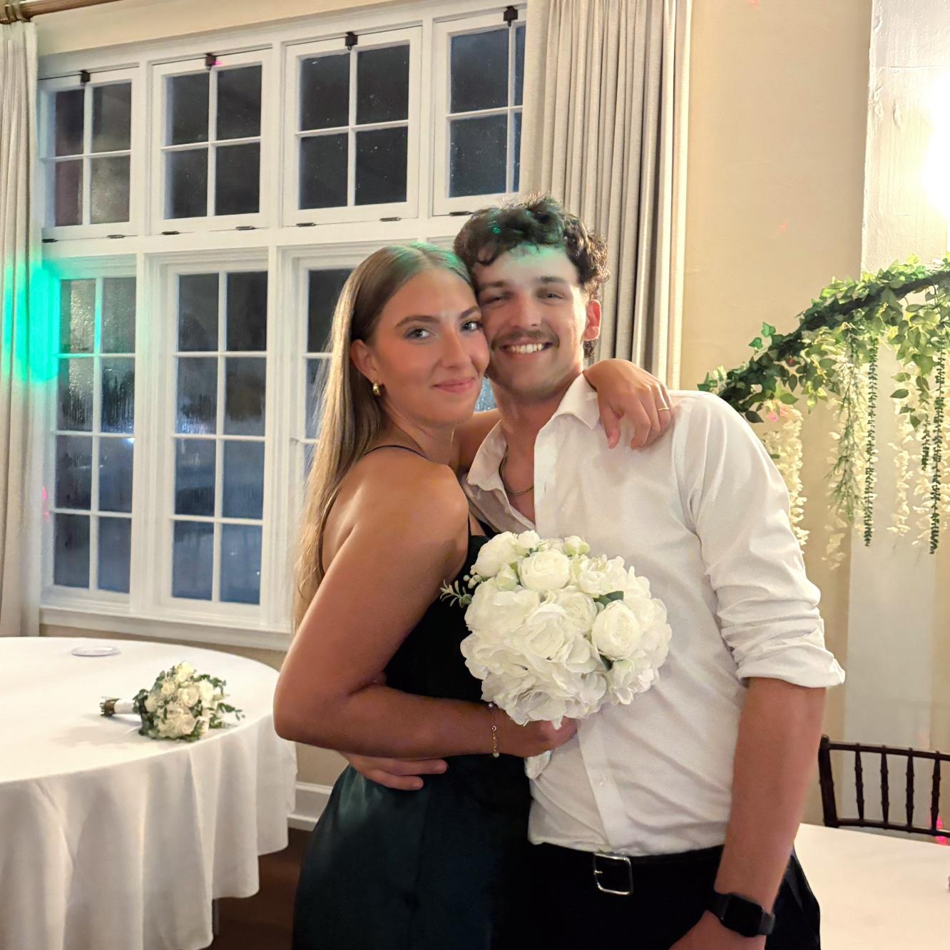 Best friend Danielle’s wedding. Allie caught the bouquet…