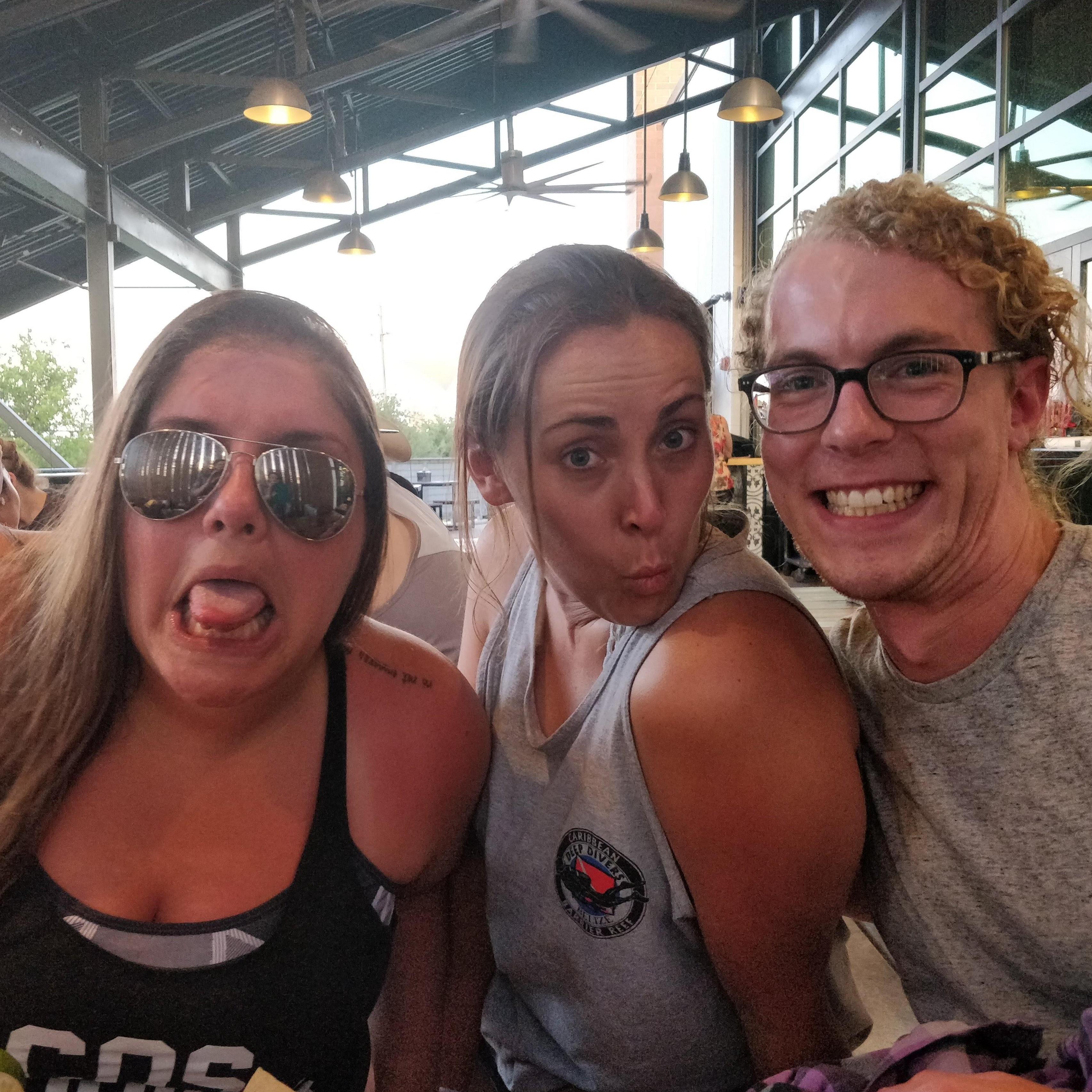 Brittany being goofy with her brother and best friend