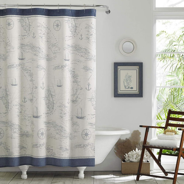Tommy Bahama - Shower Curtain, Tropical Fabric Shower Curtain, Durable & Medium Weight Bathroom Decor (Caribbean Sea Blue, 72" x 72"), USHS6A1044824