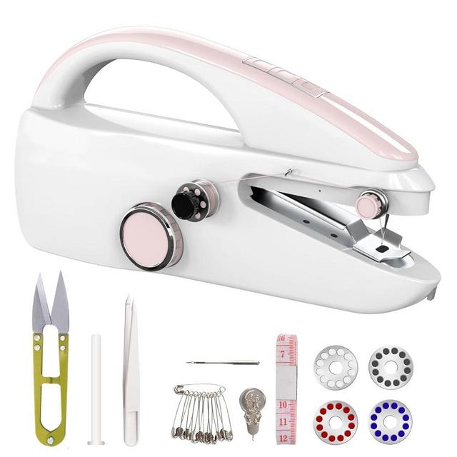 Handheld Sewing Machine,Portable,Mini Sewing Machine,Easy to Use,Fast Sewing Speed,Suitable for Sewing Clothes,Fabric,DIY Home Machine for Beginners(Pink)