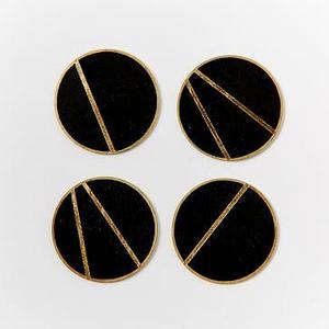 The Vintage Vogue Linea Coasters, Black + Gold