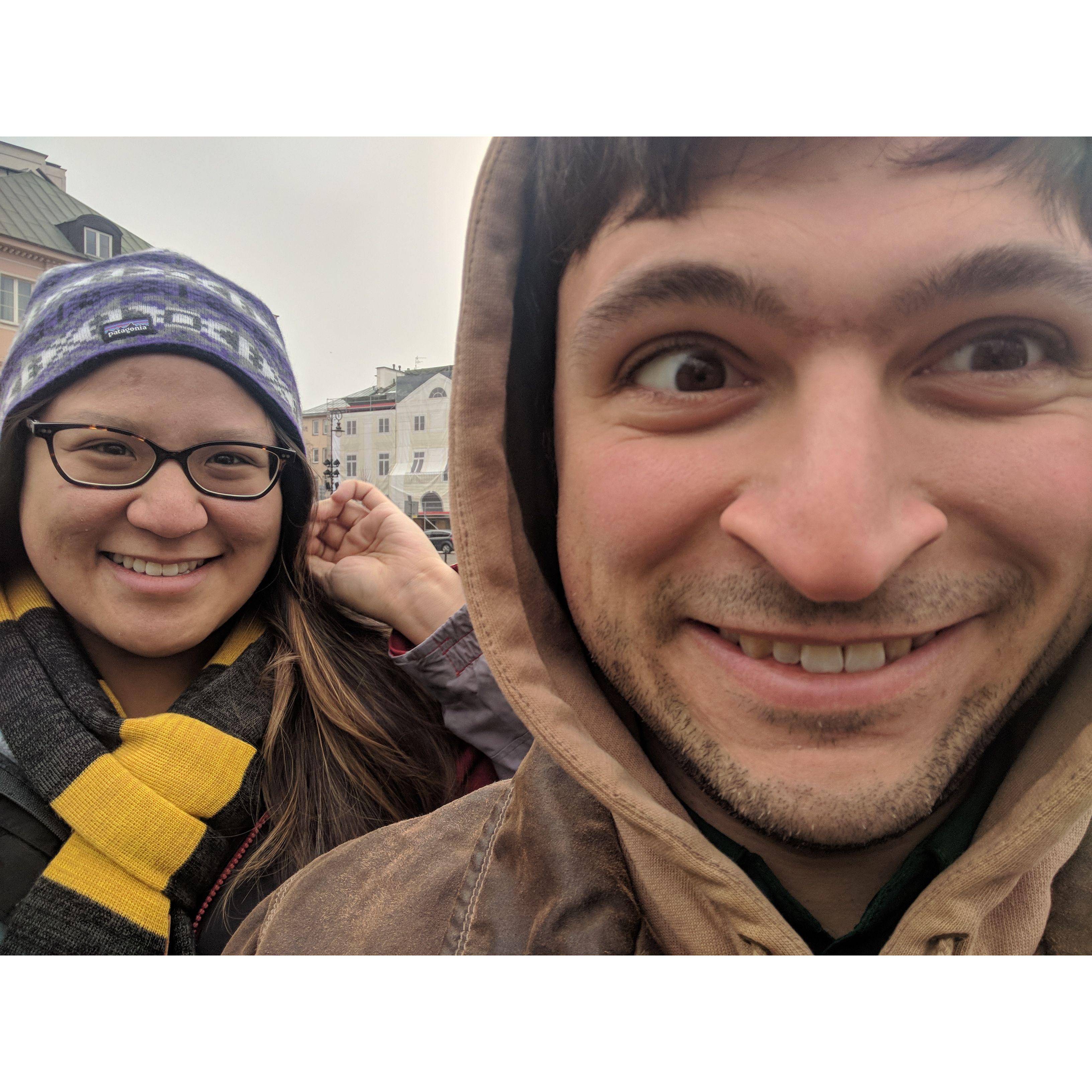 First trip together to Europe. Warsaw, Poland