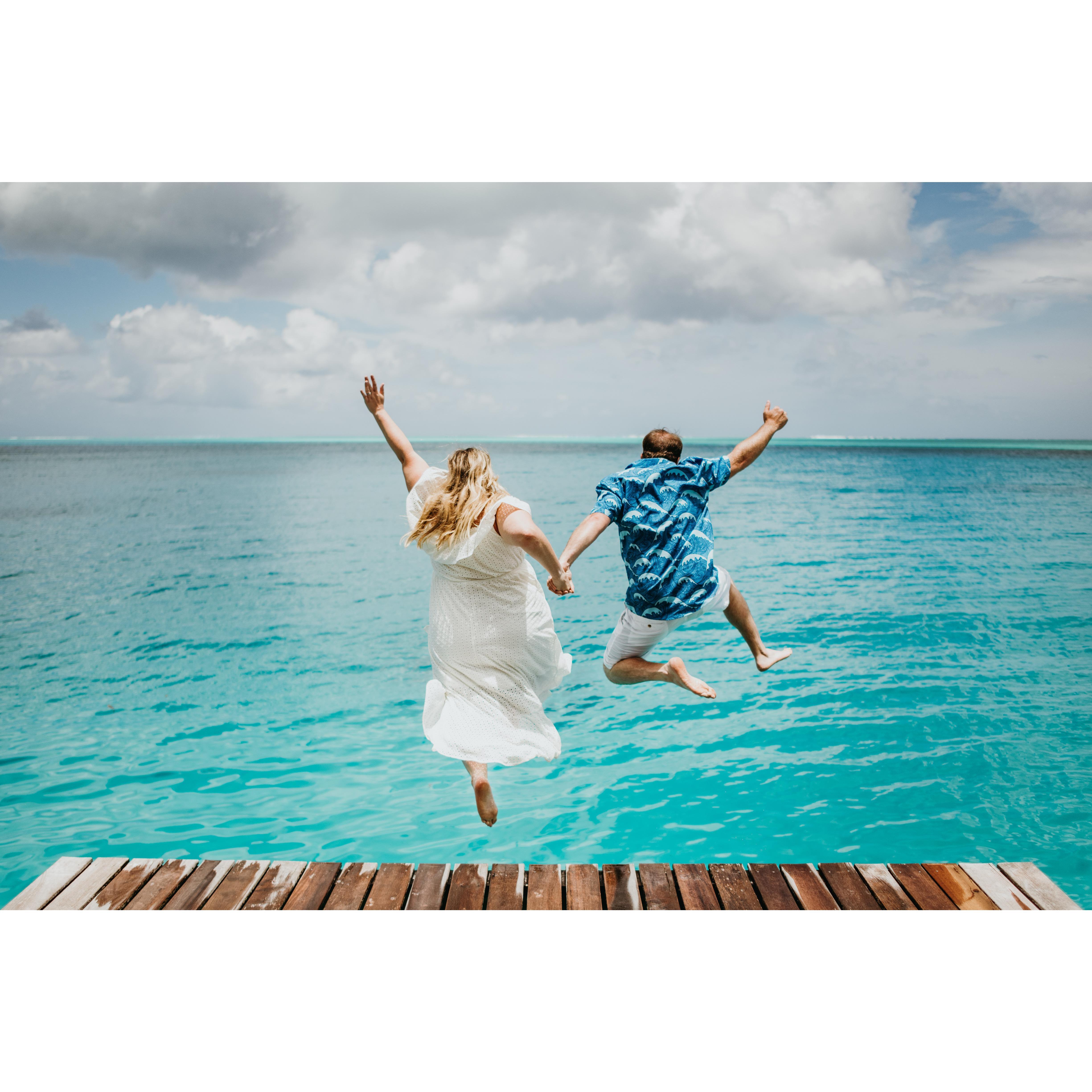 Taking a leap of faith together forever in Bora Bora